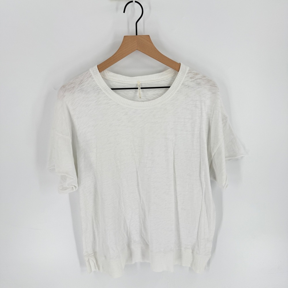 Hello Nite Knit Top White Large Short Sleeve Crew Neck Loungewear Elevated Basic